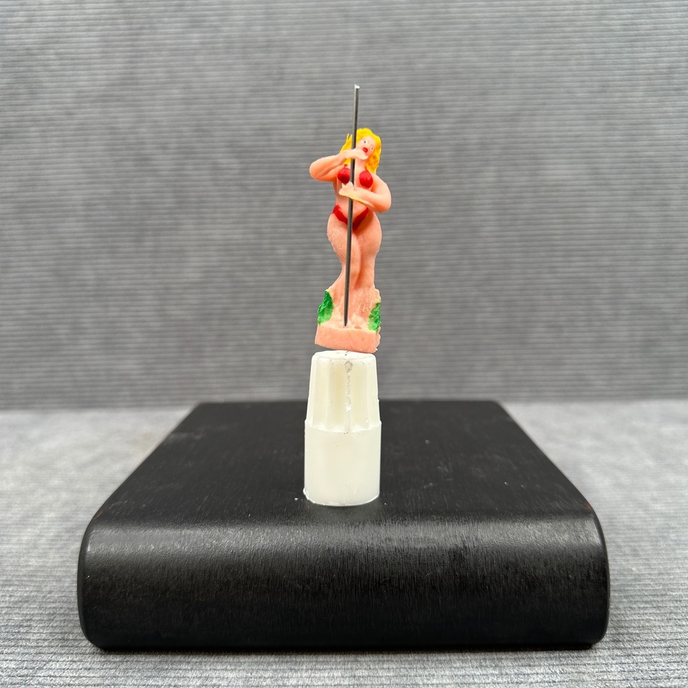 Vintage Miniature Pole Dancer Figurine Red Bikini Blonde Pin Up‎ Novelty Topper